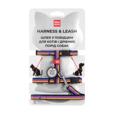 Collar Waudog Nylon Шлея з повідцем для котів та дрібних собак нейлонова c QR паспортом Лінії