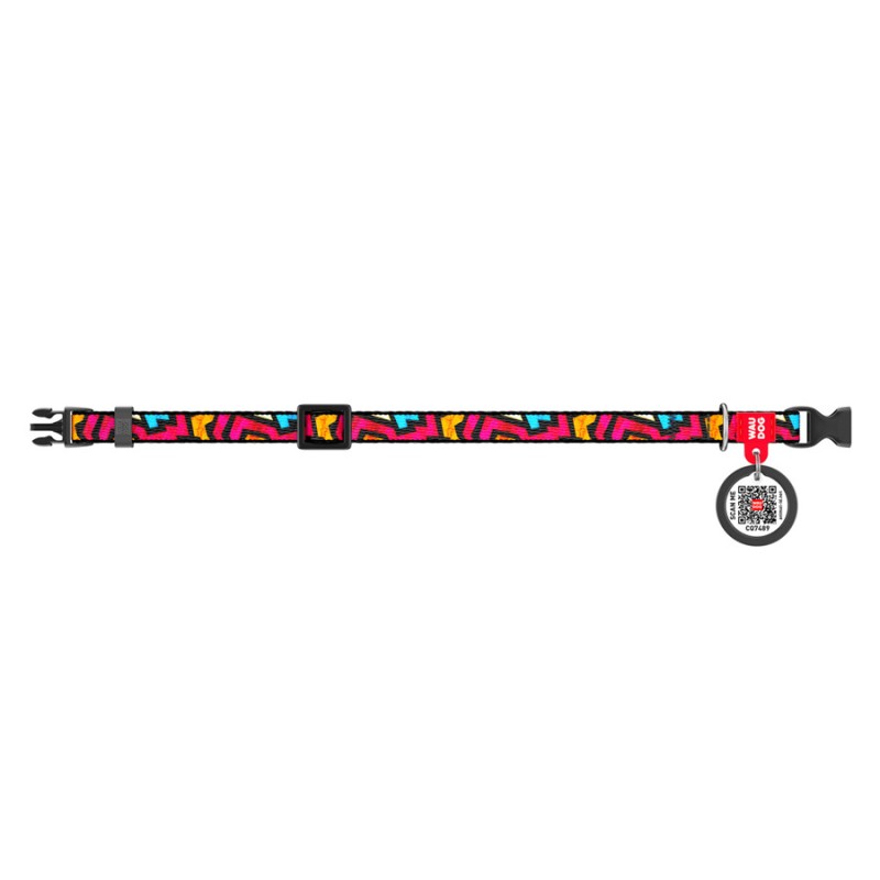 Collar Waudog Nylon Нашийник для собак нейлоновий з QR паспортом пластикова пряжка-фастекс Графіті