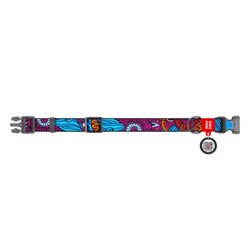 Collar Waudog Nylon Нашийник для собак нейлоновий c QR паспортом пластикова пряжка-фастекс Літо