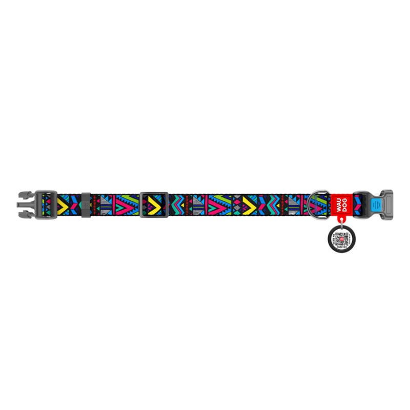 Collar Waudog Nylon Нашийник для собак нейлоновий c QR паспортом пластикова пряжка-фастекс Інді