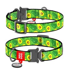 Collar Waudog Nylon Нашийник для собак нейлоновий c QR паспортом металева пряжка-фастекс Авокадо