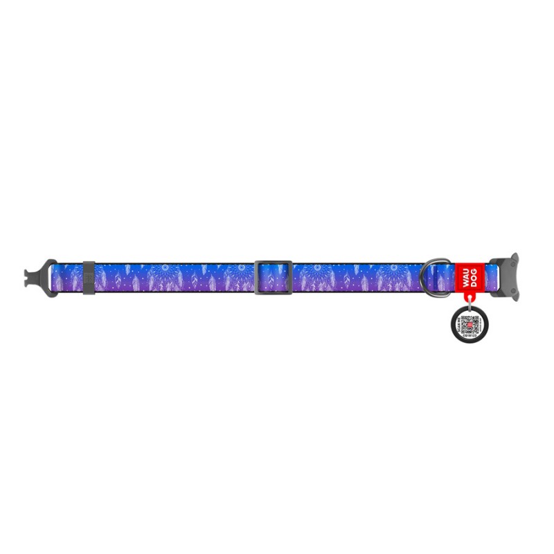 Collar Waudog Nylon Нашийник для собак нейлоновий c QR паспортом металева пряжка-фастекс Ловець снів