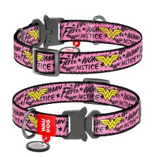 Collar Waudog Nylon Нашийник для собак нейлоновий c QR паспортом металева пряжка-фастекс Чудо-жінка