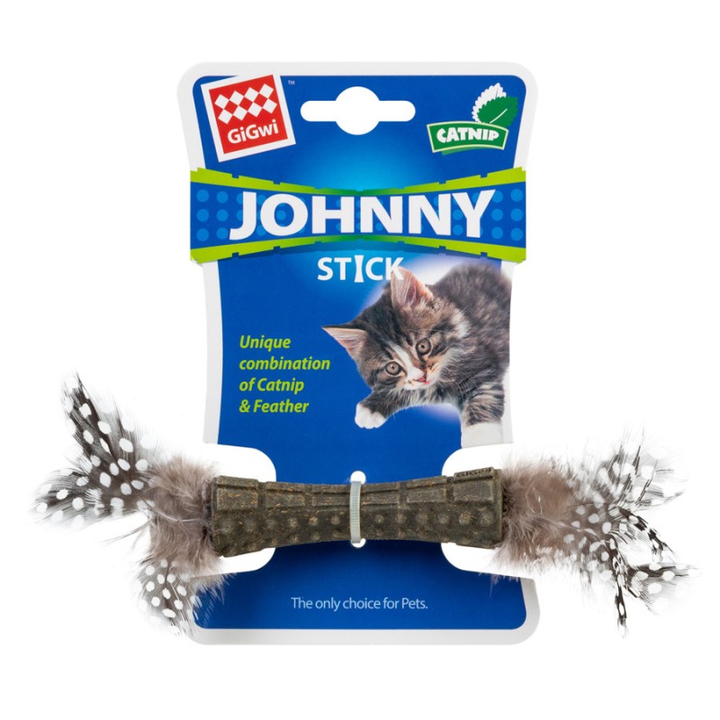 GiGwi Catnip Johnny Stick Іграшка для котів Спресована котяча м'ята з пір'ям