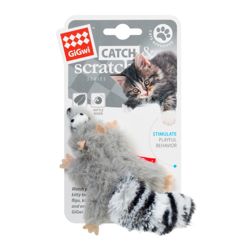 GiGwi Catch & Scratch Іграшка для кішок Єнот з котячою м'ятою