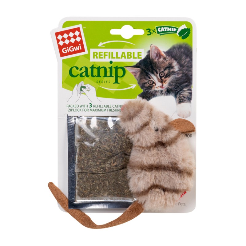 GiGwi Catnip Refillable Іграшка для кішок Мишка з котячою м'ятою багаторазова