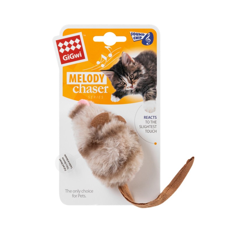 GiGwi Melody Chaser Іграшка для котів Мишка з електронним чіпом пластикова з хутром