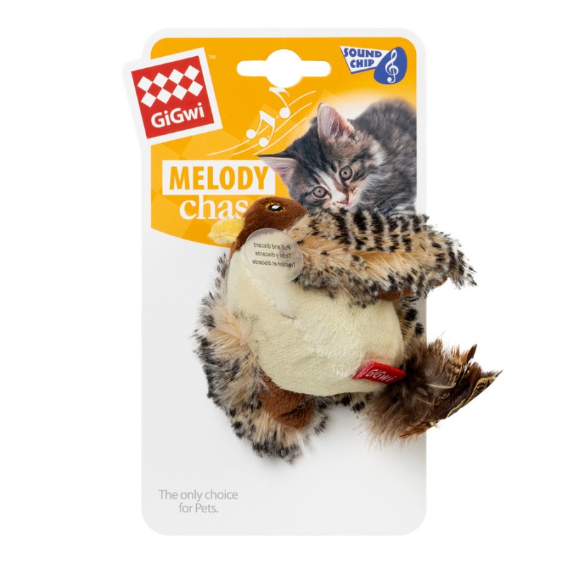 GiGwi Melody Chaser Іграшка для кішок Пташка зі звуковим чіпом та котячою м'ятою