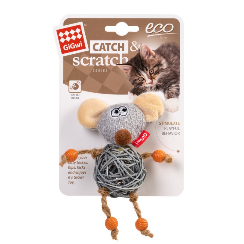 GiGwi Catch & Scratch Іграшка для котів Мишка з дзвіночком