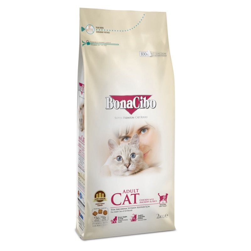 BonaCibo Adult Cat Chicken & Rice with Anchovy Сухий корм для дорослих кішок з куркою та анчоусами