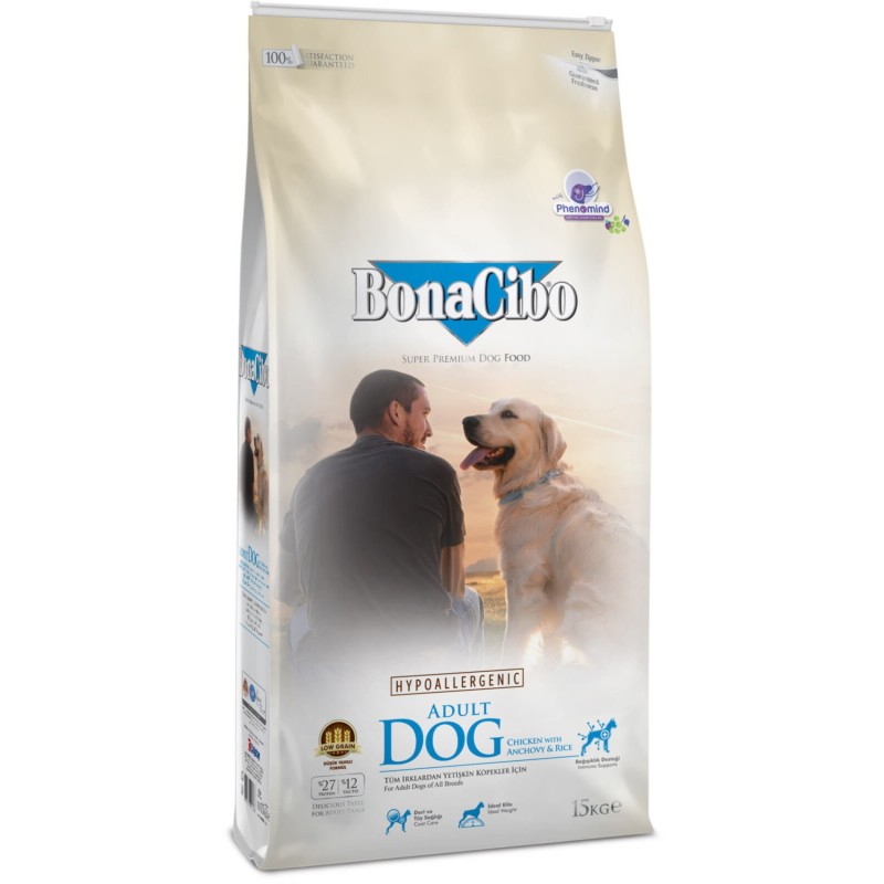 BonaCibo Adult Dog Chicken & Rice with Anchovy Сухий корм для дорослих собак усіх порід з куркою та анчоусами