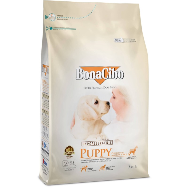 BonaCibo Puppy Chicken & Rice with Anchovy Сухий корм для цуценят всіх порід з куркою та анчоусами