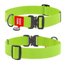 Collar Waudog Waterproof Нашийник для собак водостійкий c QR паспортом металева пряжка-фастекс салатовий