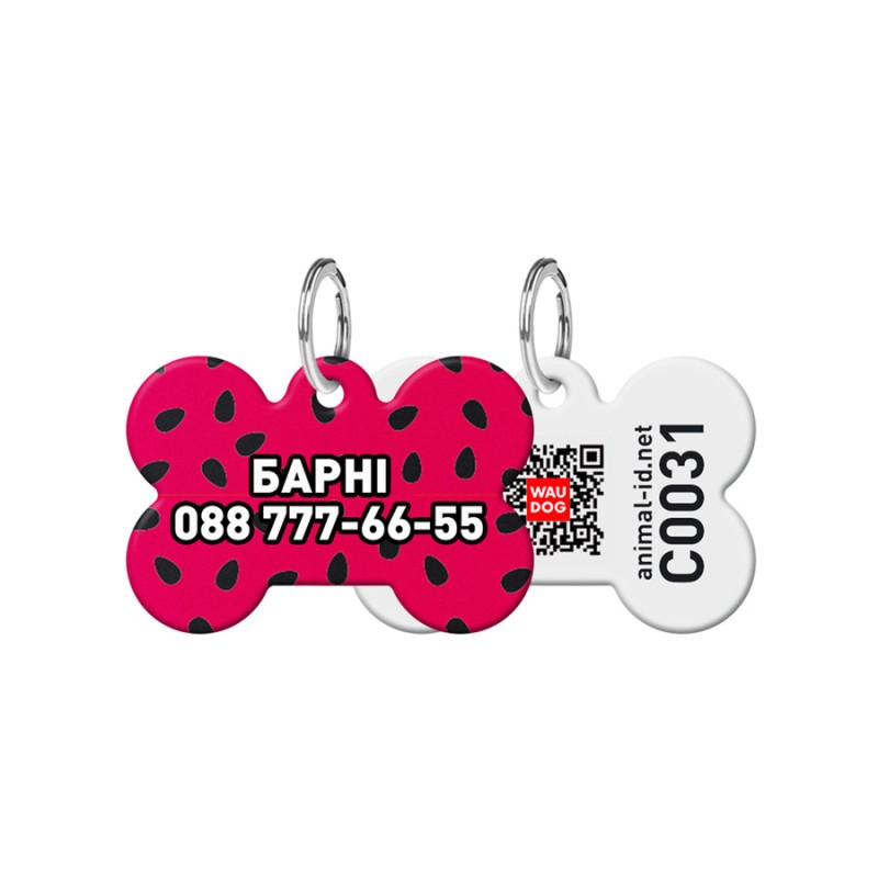 Collar Waudog Smart ID Адреса для собак та котів персоналізований з QR паспортом, малюнок Кавун