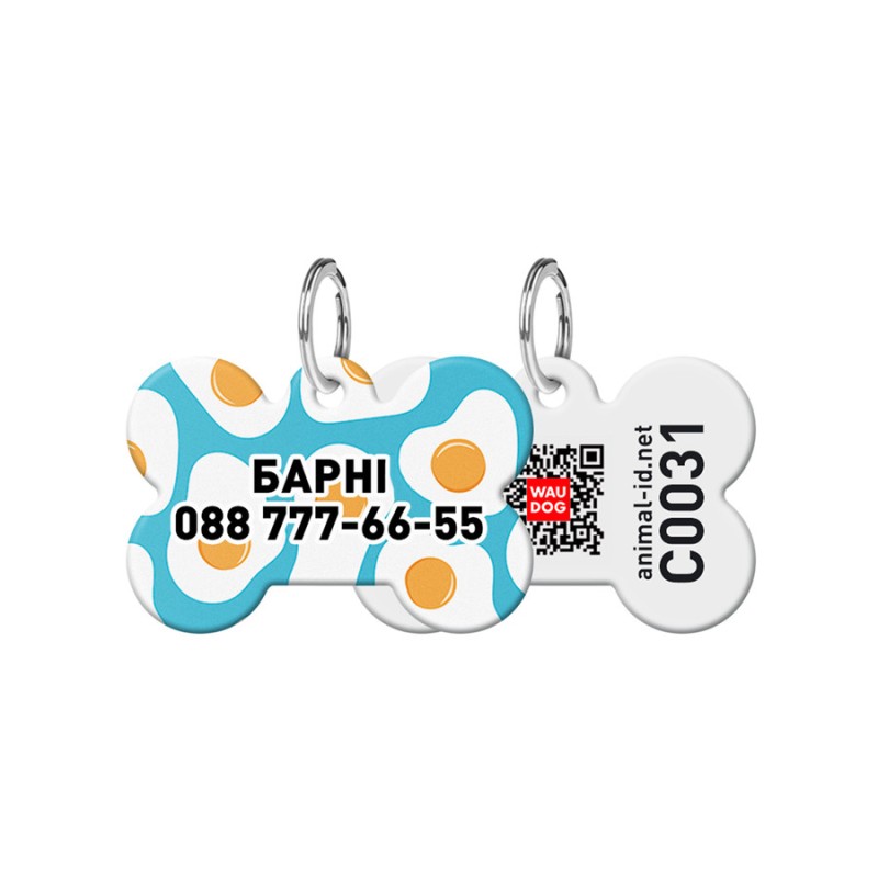 Collar Waudog Smart ID Адреса для собак і котів персоналізований з QR паспортом, малюнок Яєчня