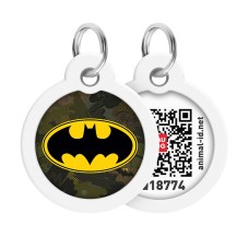 Collar Waudog Smart ID Адресник з QR-кодом металевий з малюнком Бетмен зелений