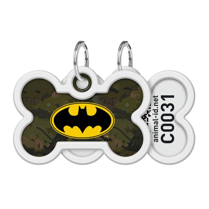 Collar Waudog Smart ID Адреса з QR-кодом металевий з малюнком Бетмен зелений