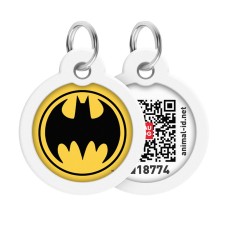Collar Waudog Smart ID Адресник з QR-кодом металевий з малюнком Бетмен лого