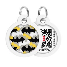 Collar Waudog Smart ID Адресник з QR-кодом металевий з малюнком Бетмен візерунок