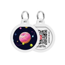 Collar Waudog Smart ID Адресник з QR-кодом металевий з малюнком Всесвіт пончиків