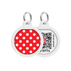Collar Waudog Smart ID Адресник з QR-кодом металевий з малюнком Горох