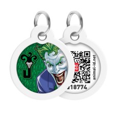 Collar Waudog Smart ID Адресник з QR-кодом металевий з малюнком Джокер зелений