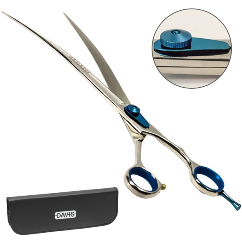 Davis Extreme Edge Blue Curved Вигнуті ножиці для стрижки собак