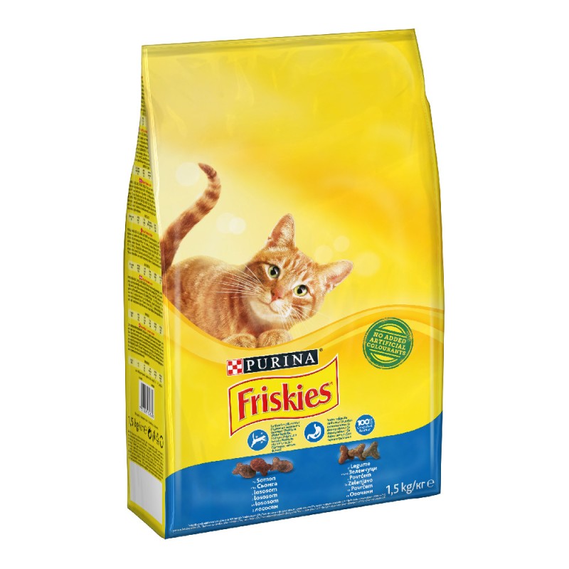 Friskies Сухий корм для дорослих кішок з лососем та овочами