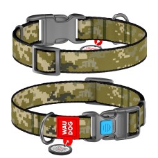 Collar Waudog Nylon Нашийник для собак нейлоновий c QR паспортом пластикова пряжка-фастекс Мілітарі