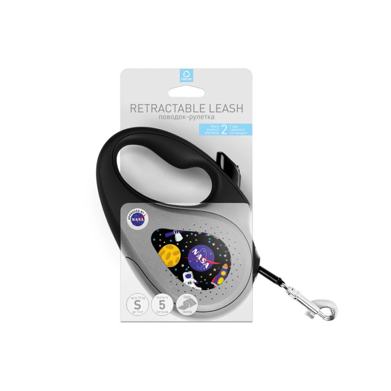 Collar WAUDOG Roulette Leash Повідець-рулетка для собак з малюнком NASA