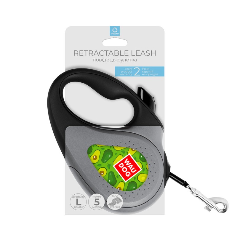 Collar WAUDOG Roulette Leash Повідець-рулетка для собак з малюнком Авокадо