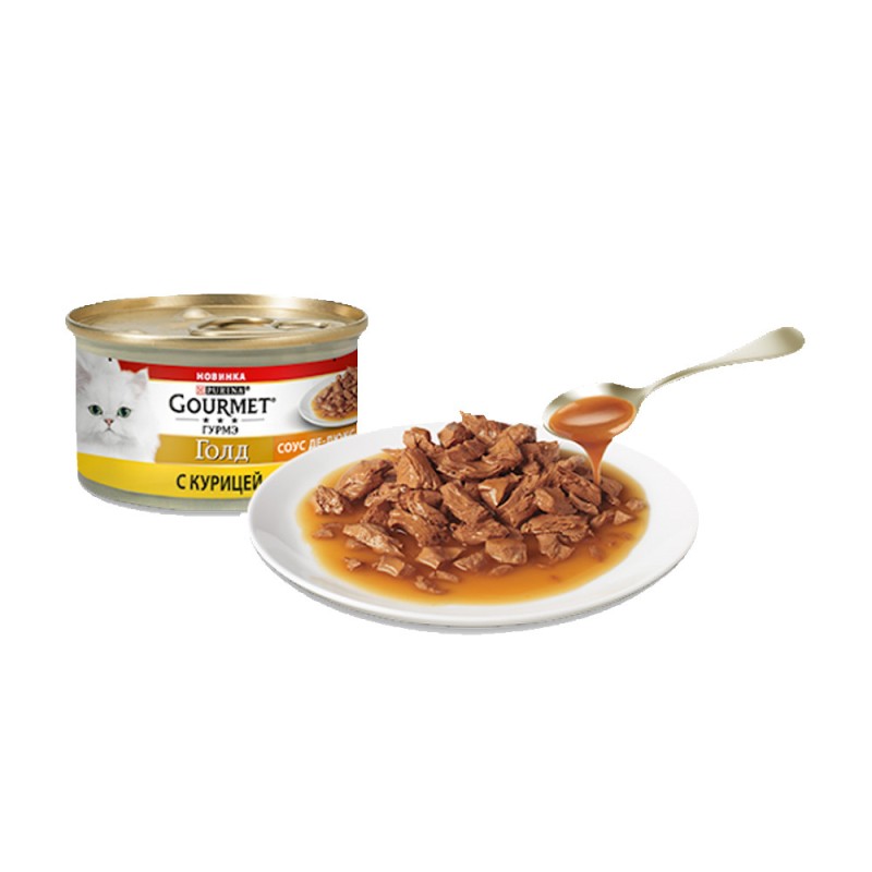Gourmet Gold Соус Де-Люкс Консерви для дорослих кішок з куркою шматочки у соусі
