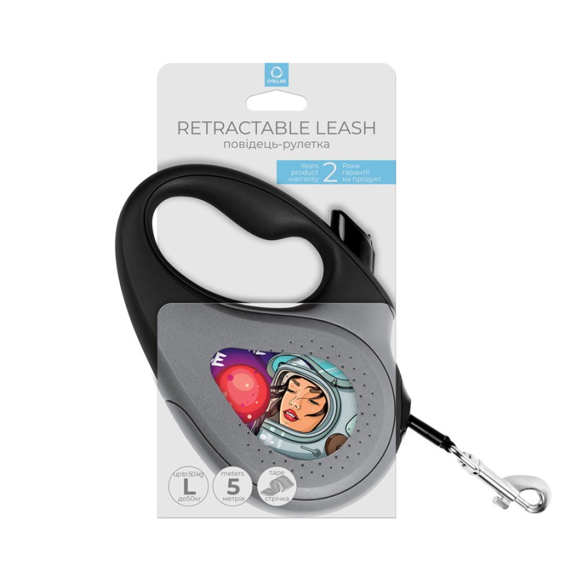 Collar WAUDOG Roulette Leash Повідець-рулетка для собак з малюнком Більше космосу