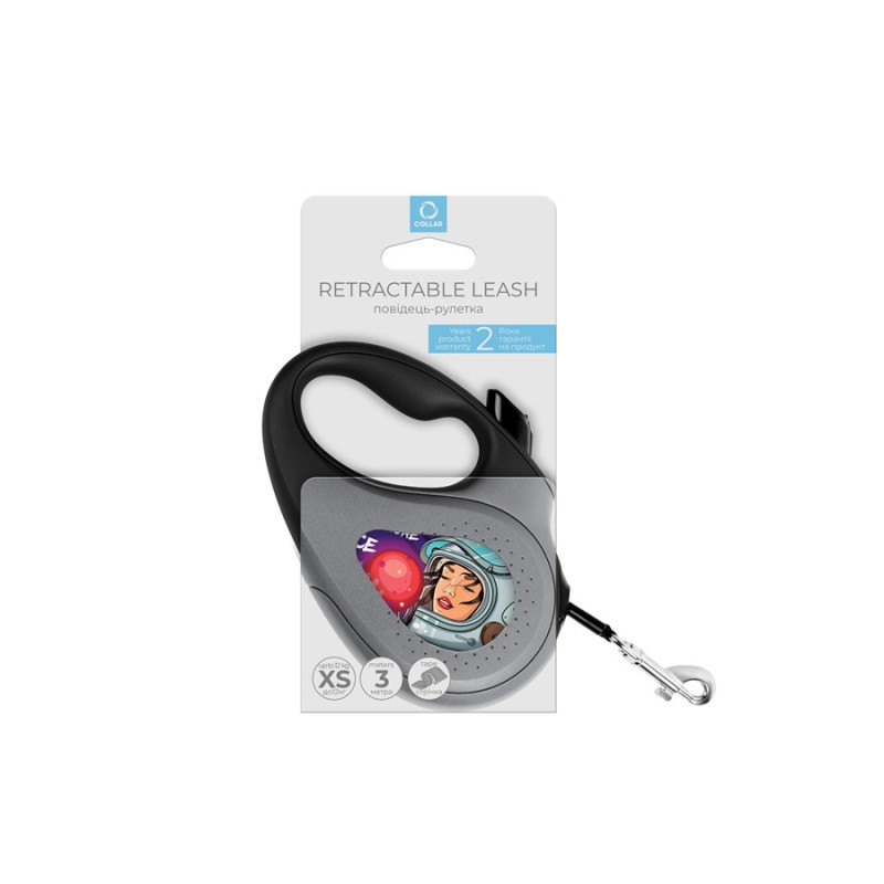 Collar WAUDOG Roulette Leash Повідець-рулетка для собак з малюнком Більше космосу