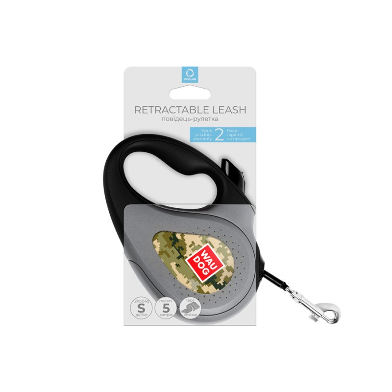 Collar WAUDOG Roulette Leash Повідець-рулетка для собак з малюнком Мілітарі