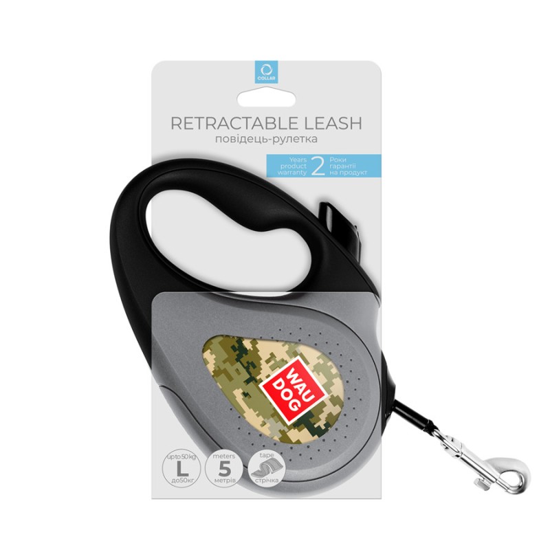 Collar WAUDOG Roulette Leash Повідець-рулетка для собак з малюнком Мілітарі