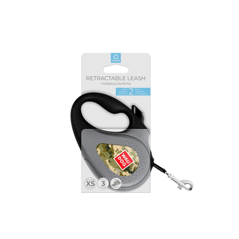 Collar WAUDOG Roulette Leash Повідець-рулетка для собак з малюнком Мілітарі