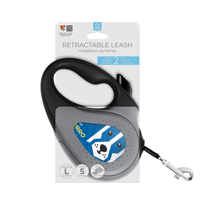Collar WAUDOG Roulette Leash Повідець-рулетка для собак з малюнком Патрон