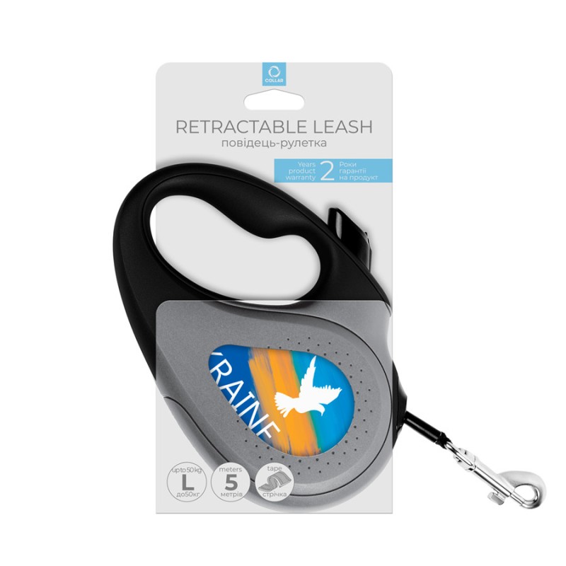 Collar WAUDOG Roulette Leash Повідець-рулетка для собак з малюнком Прапор