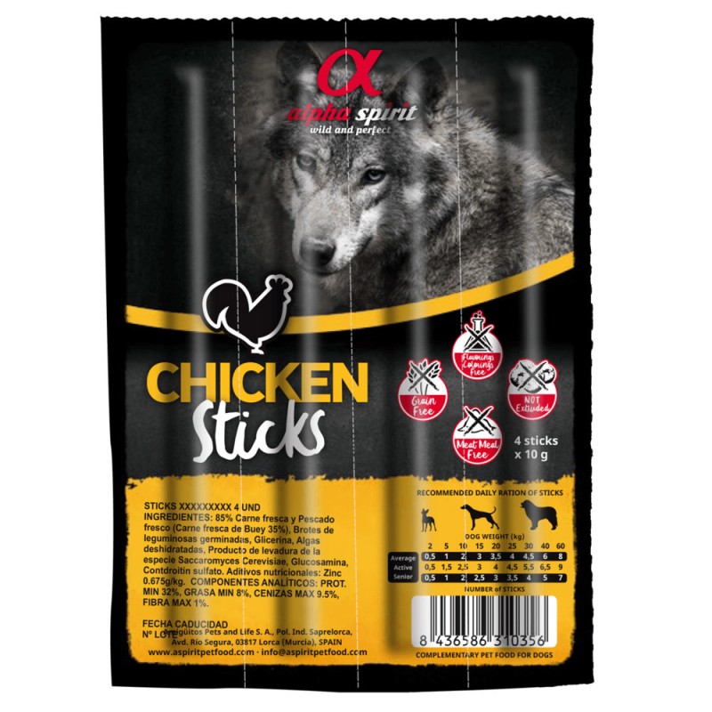 Alpha Spirit DOG Sticks Chicken Напіввологі ласощі для собак палички з куркою