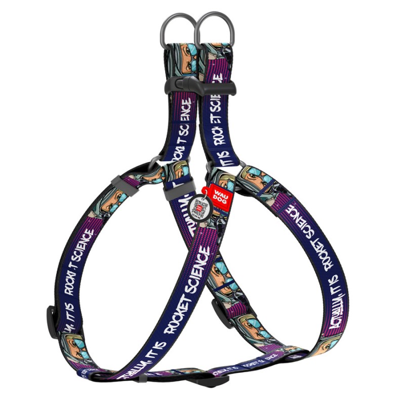 Collar Waudog Nylon Шлей для собак нейлонова c QR паспортом пластикова пряжка-фастекс Космос.Ракетобудування