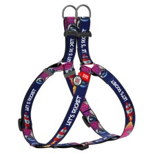Collar Waudog Nylon Шлея для собак нейлонова з QR паспортом пластикова пряжка-фастекс Космос.Ракета