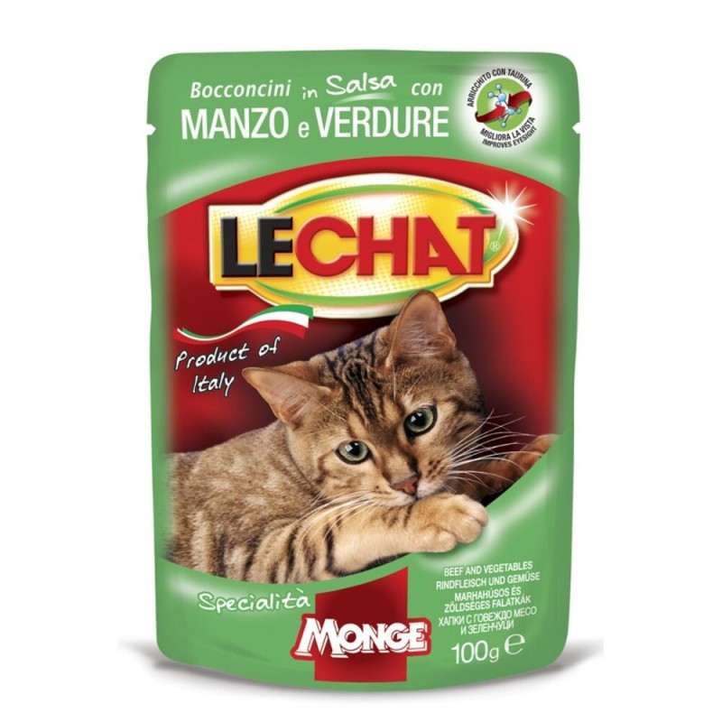 Monge Lechat Cat Wet Adult Консерви для дорослих кішок з яловичиною з овочами