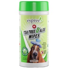 Espree Tea Tree & Aloe Wipes Серветки вологі лікувальні з олією чайного дерева та екстрактом алое віра для собак з проблемною шкірою