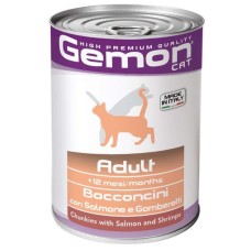 Gemon Adult Cat Консерви для дорослих кішок з лососем та креветками в желе