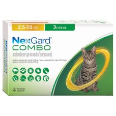 NexGard Combo Спот-он краплі на холку від бліх кліщів та гельмінтів для кішок від 2,5 кг до 7,5 кг