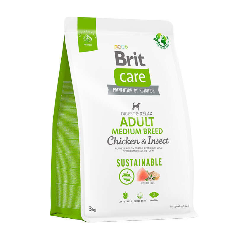 Brit Care Sustainable Adult Dog Medium Breed Chicken & Insect Сухий корм для дорослих собак середніх порід з куркою та комахами