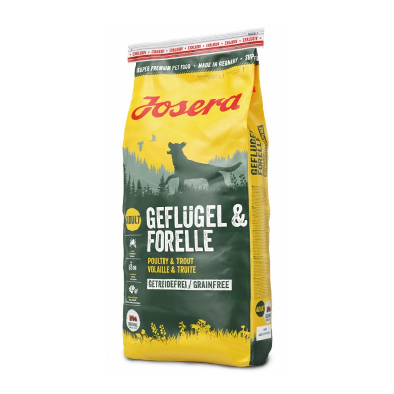 Josera Geflügel & Forelle Беззерновий сухий корм для дорослих собак з птахом та фореллю