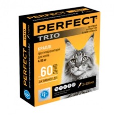 ВетСинтез PerFect Trio Краплі на холку від бліх кліщів та глистів для котів від 4 до 10 кг