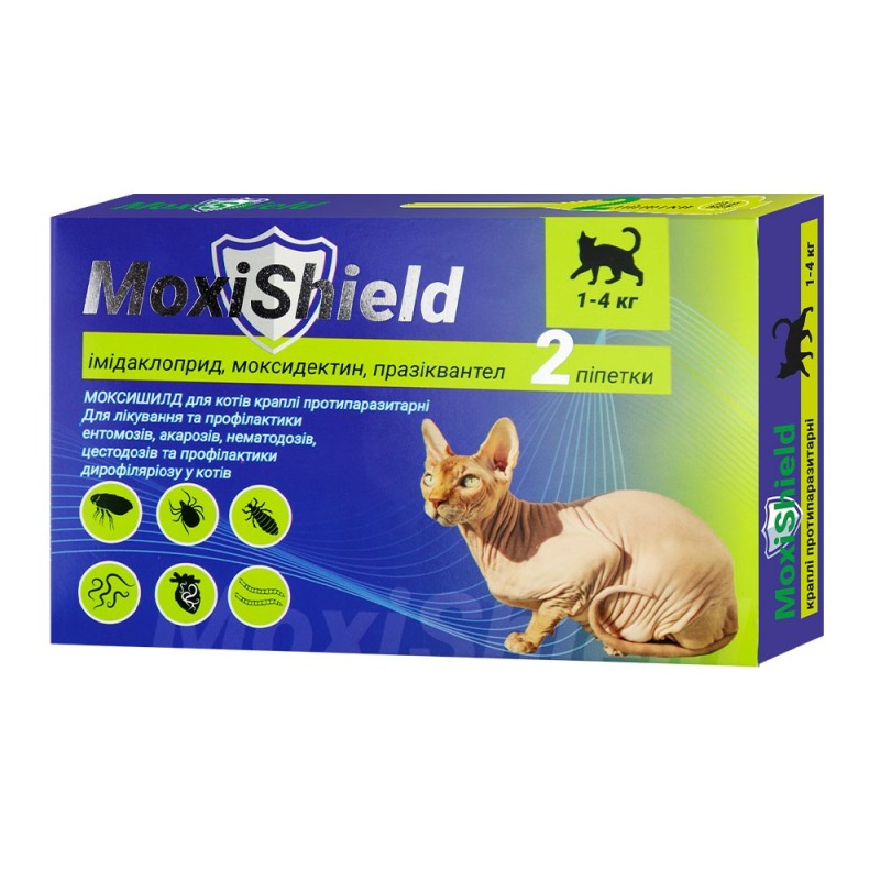 MoxiShield Краплі протипаразитарні на холку для котів від 1 до 4 кг